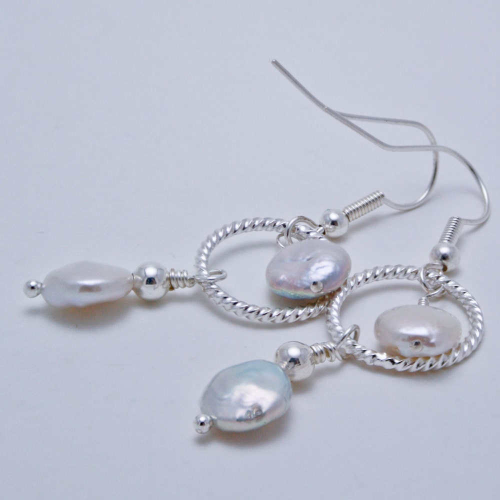 Freshwater Pearl Coin Earrings 3620e