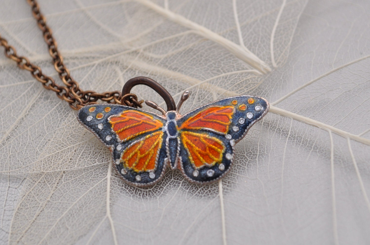 cloisonnÃ© monarch butterfly necklace - DeniseDionDesigns