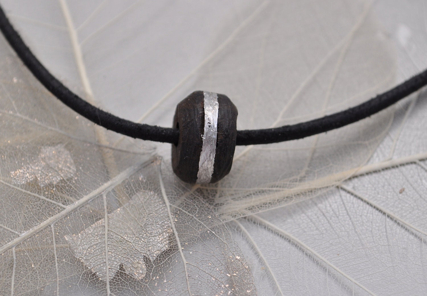 ebony and silver trade bead necklace
