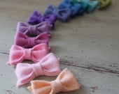 Tiny Felt Bows - Pick 3 Colors - Newborn Wool Felt Bows - stick on bows