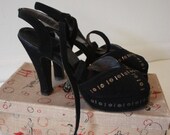 Rare 1940s Chorus girl lace up platforms