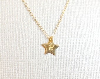 Sale Personalized-Gold Star Initial Necklace 14k Gold Filled Chain