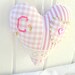 Cottage fabric heart handmade padded lace pink white valentine