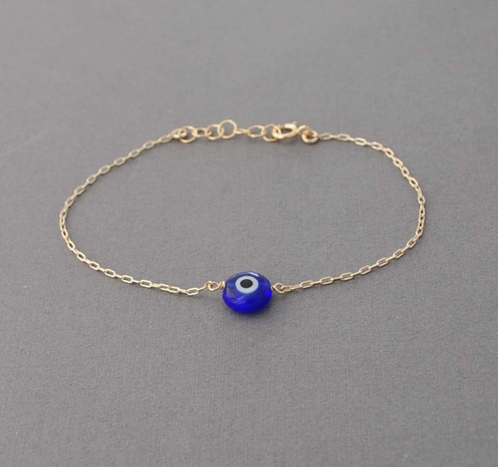 Blue Evil Eye Bracelet available in gold and silver