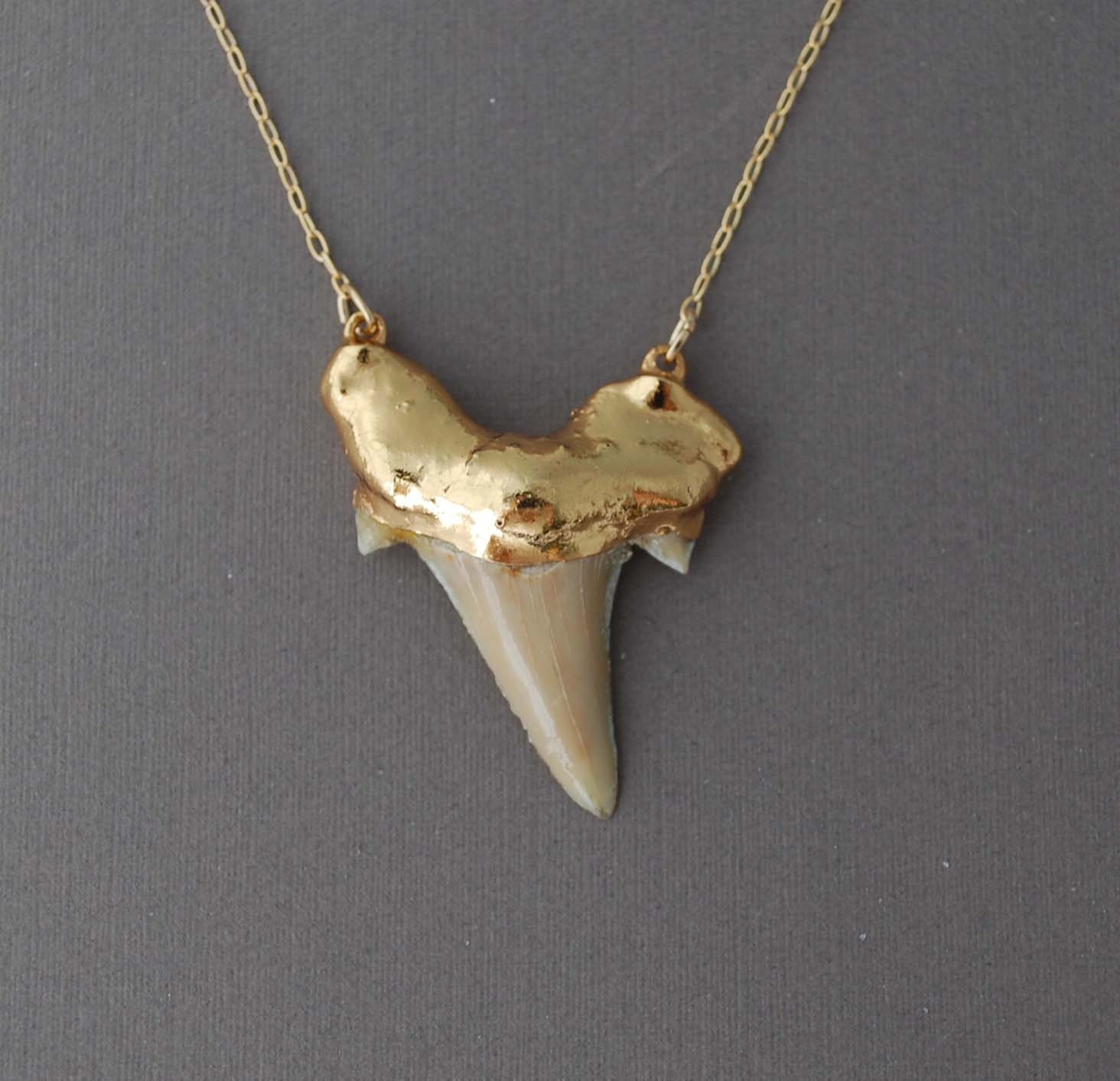 Double Connected Gold Shark Tooth Necklace