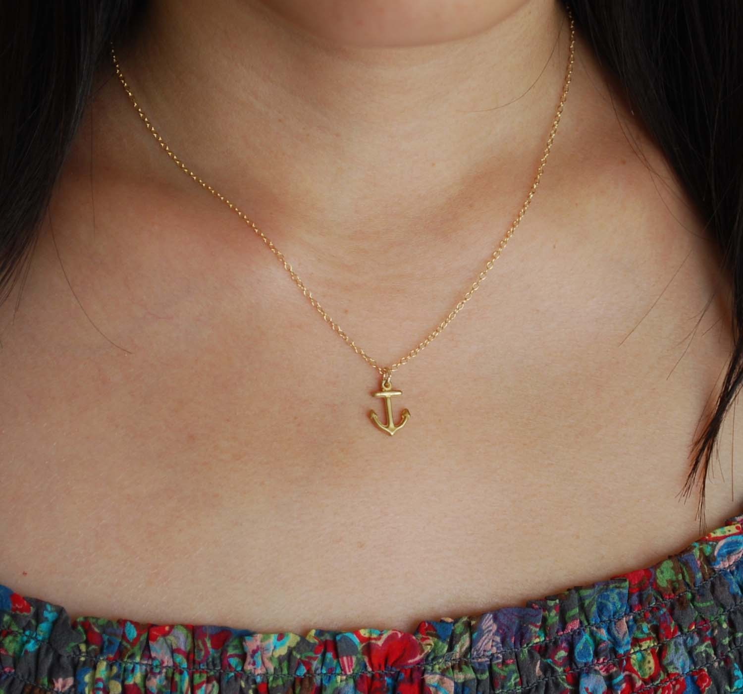 Gold Tiny Anchor Necklace also available in silver