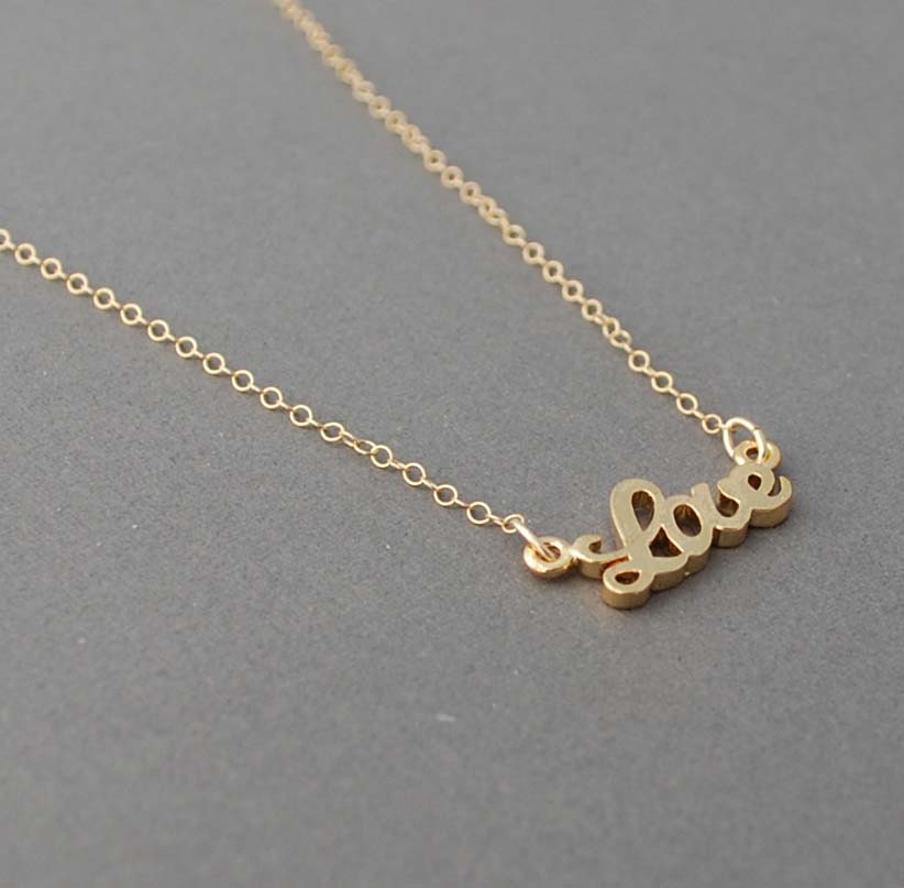 Gold Love "word" Necklace