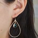 Gold Teardrop Hoop Earrings With Teal Glass Drops