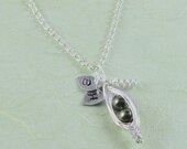 Customized Silver Peas in a Pod Necklace, Silver Wire Wrapped Birthstone Pearls