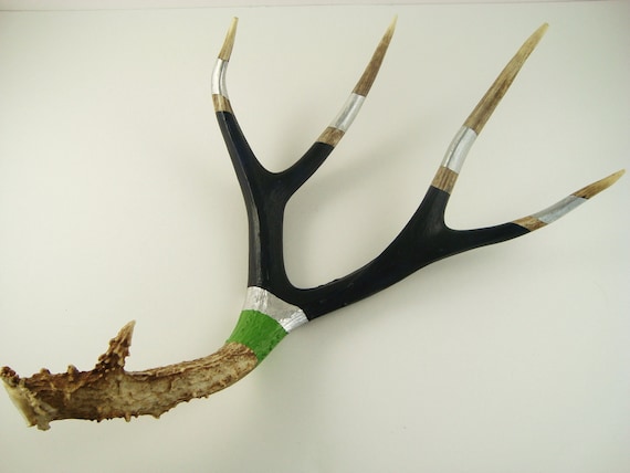 Green Silver Dark Navy Blue Deer Antler Art