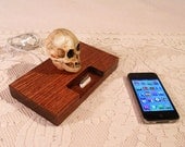 SKULL iPhone 5 Dock -Charger and Sync Station - Oak - - Scary - Handmade Skull Limited Edition - Custom Order for JoAnn