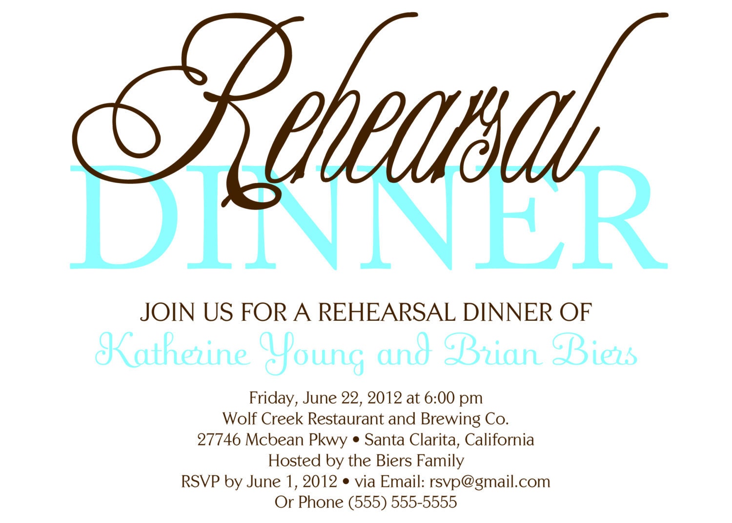 Custom Printable Wedding Rehearsal Dinner Invitation