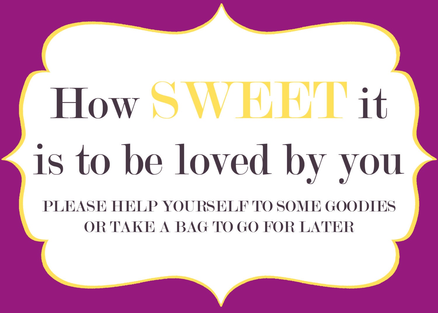 Custom Printable Wedding Candy Buffet Bracket Sign