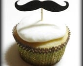 12 Mustache Cupcake Toppers- The Handlebar- Mustache on a Stick