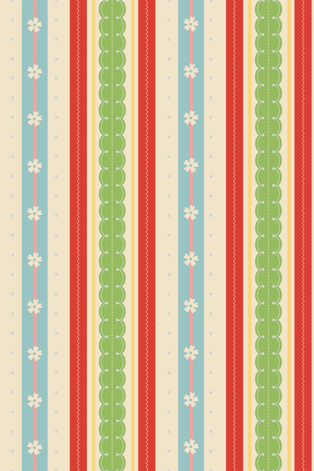 Cotton Fabric Cream / Riley Blake - Cream Delighted Stripe