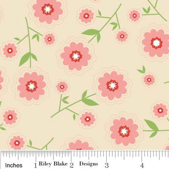 Cotton Fabric Pink / Riley Blake - Pink Delighted Floral