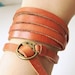 Elegant & Chic Orange Leather Wrap Bracelet With Copper Buckle-Autumn
