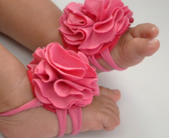 Hot pink Baby barefoot sandals- baby sandals