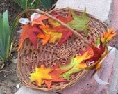 Autumn Wedding Basket Rustic decorated with Autumn leaves