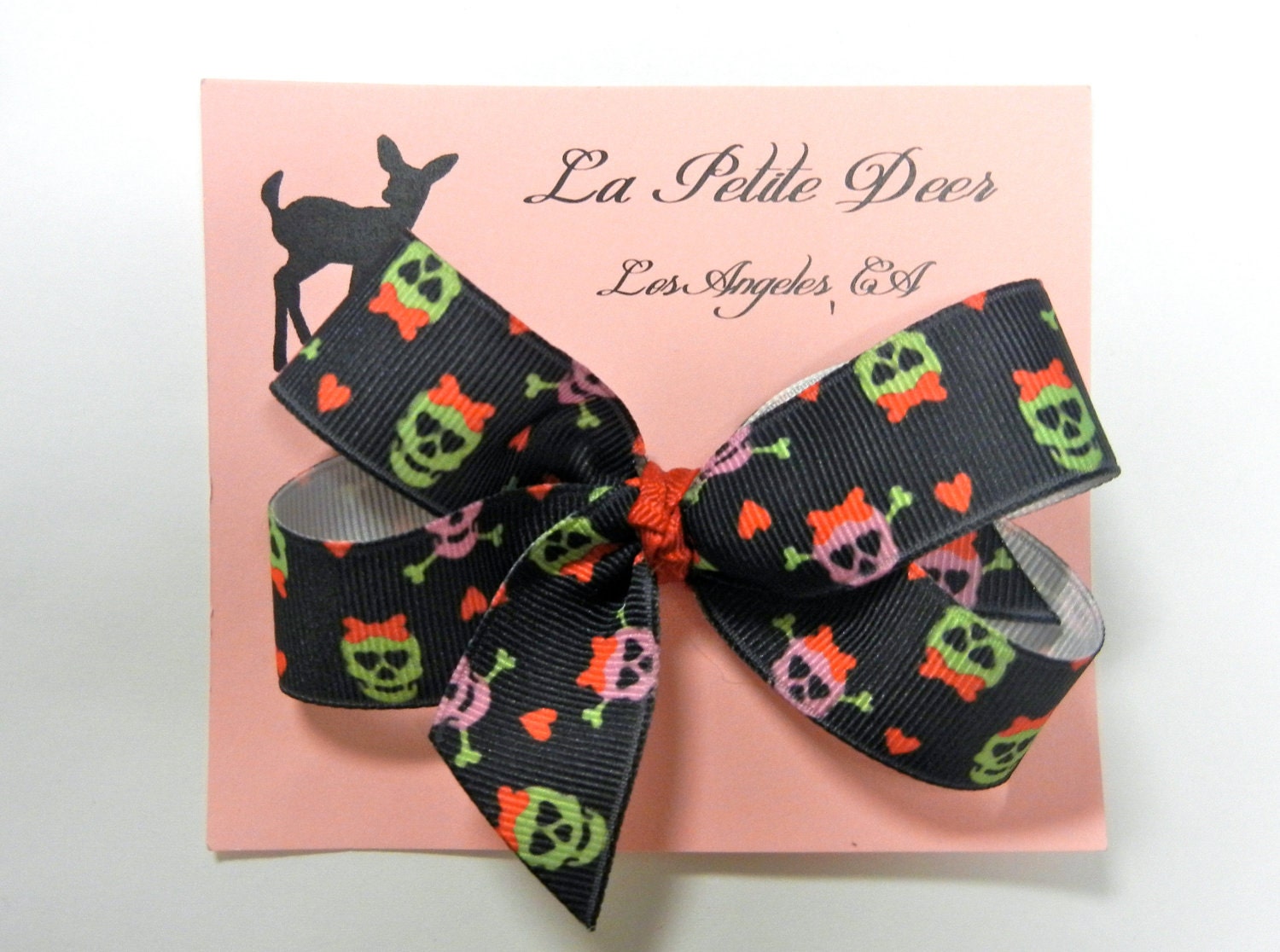 Skulls and Bows Classic Grosgrain Hair Bow