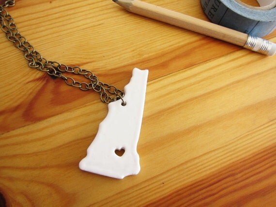 Custom Prideful New Hampshire Ceramic State Necklace