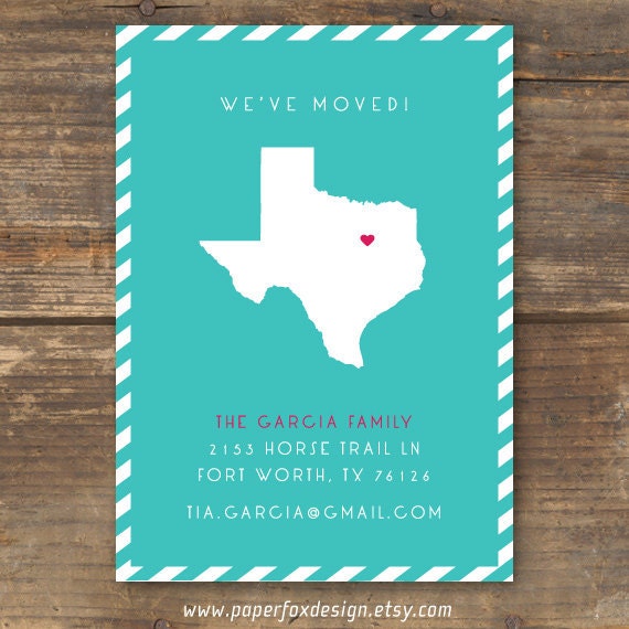 Moving Announcement, New Home, New Address Card - DIY Printable - State Silhouette