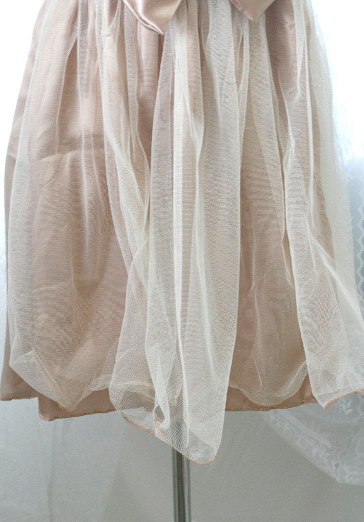 Strapless party cocktail dress champagne brown satin tutu tulle smocked back women dreamy romantic