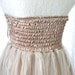 Strapless party cocktail dress champagne brown satin tutu tulle smocked back women dreamy romantic