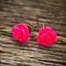 Hot pink rose earrings - flower earrings - rose stud earrings - fall earrings - rose jewelry - flower jewelry - bridesmaid earrings