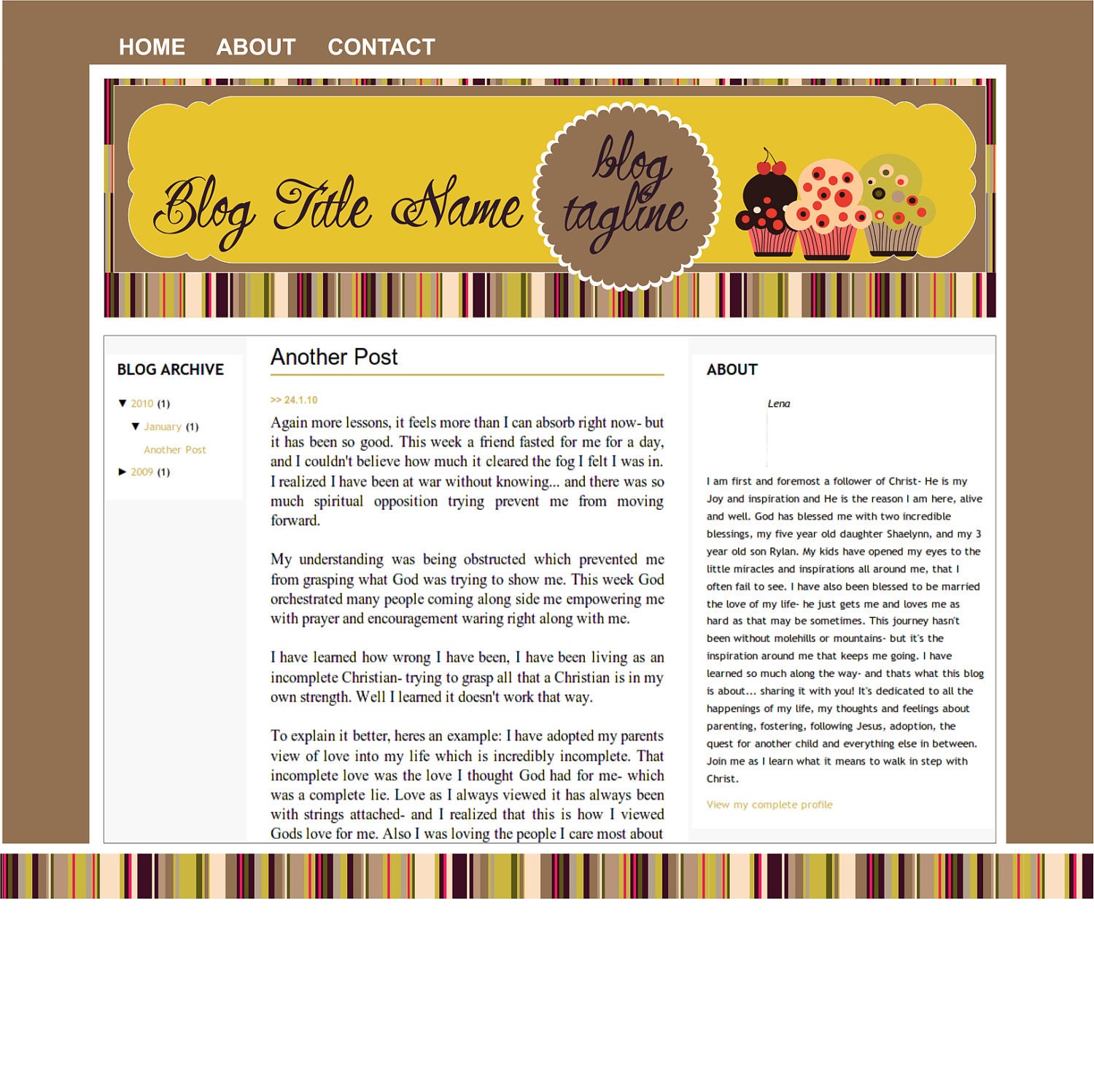 Blogger Header Wordpress Facebook banner cover digital design for your Own Blog Candy Shop with Chocolate Cup Cake multicolor pattern style
