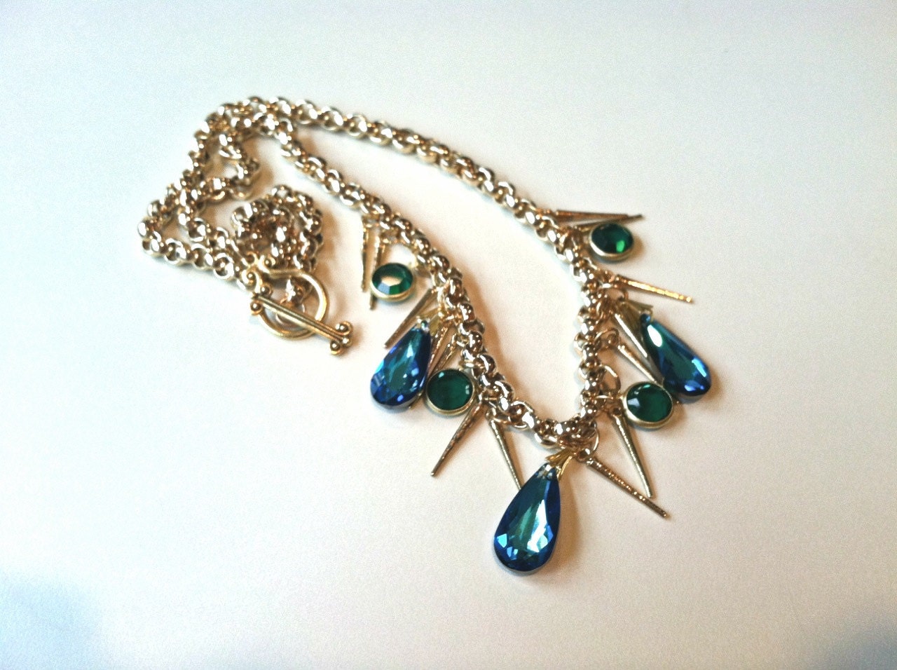 Gold plated, Swarovski Bermuda Blue Teardrop Necklace