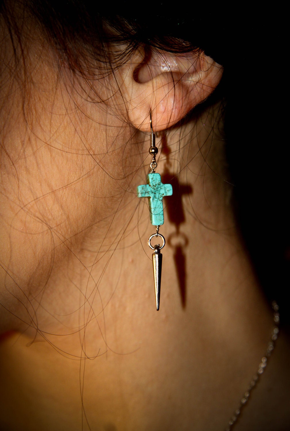 Small Cross & Dagger in Turquoise and Silver