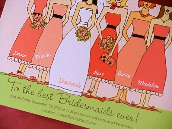 25 Bridesmaids Luncheon Custom Invites