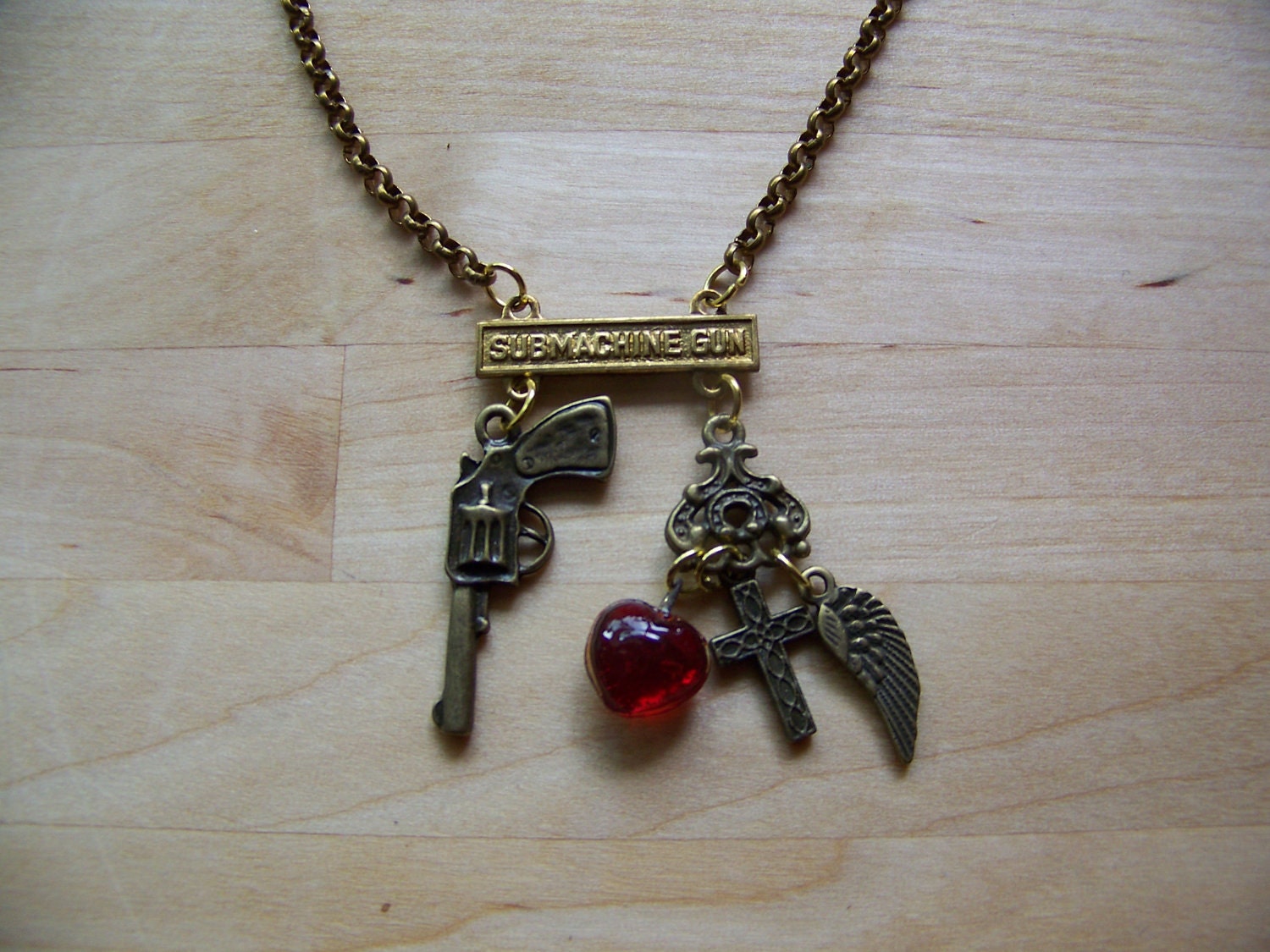 On a Wing and a Prayer.... One-of-a-Kind Bronze Charm Necklace