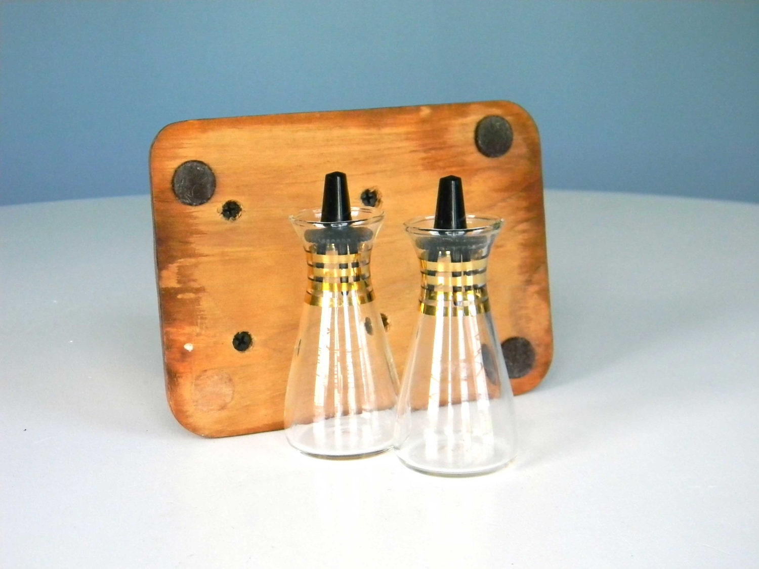 Vintage Pyrex Salt and Pepper Shaker Napkin Holder Set Mid-Century