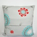 Throw Pillow Cover 16x16 Decorative Accent Toss Bed Couch Pillow Cover Cotton Decorators Fabric Gray Red Mint Blue and White
