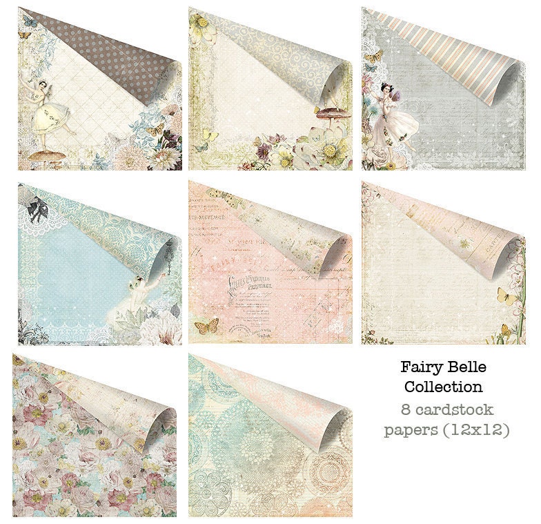 8 pc Prima FAIRY BELLE 12" x 12" Custom Paper Collection - 8 piece  cardstock collection - just released cha 2012