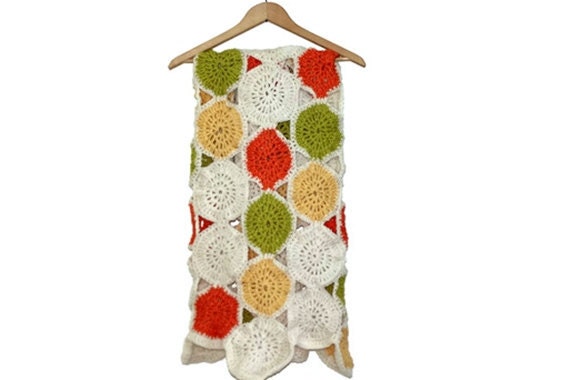 Colorful, Newborn Photo Prop, Crochet, Blanket, Afghan, Baby Shower, Nursey, New Baby, Cream, Orange, Green (The Caribbean Fantasy)