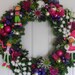SALE - Christmas Wreath Purple & Pink Brightly Colored Sparkle Annalee Elves XL