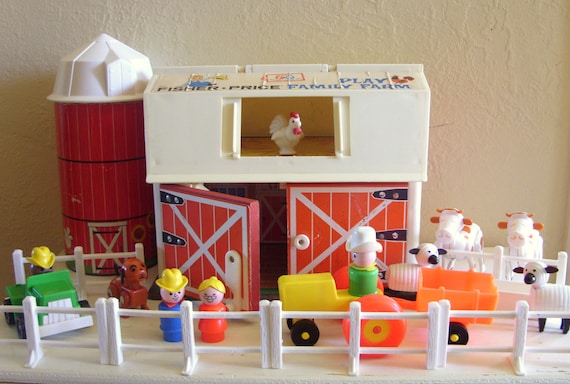 Vintage Fisher Price Little People Family Play Farm Animals Barn Silo Tractor Truck 1967 1986