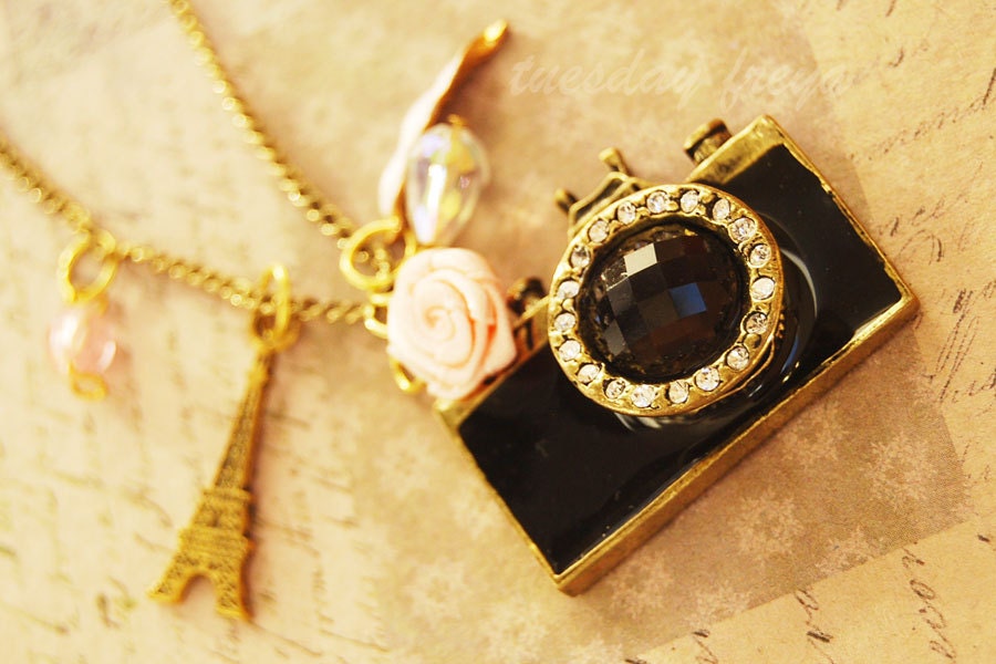 Paris in pink - a camera necklace