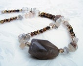 Boho beaded necklace quartz nugget and natural quartz chips