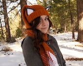 Crocheted Fox Scarf - Hat (Scat)