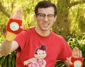 Crocheted Iron Man Fingerless Mittens / Gloves / Gauntlets