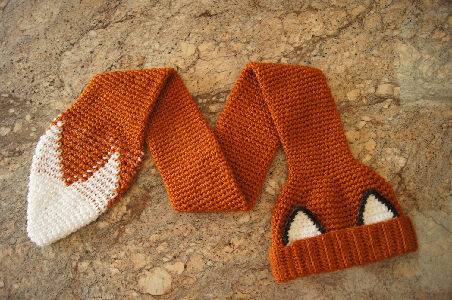 Crocheted Fox Scarf - Hat (Scat) Pattern PDF