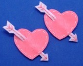 2 pcs - Handmade heart felt appliques (G044-B)