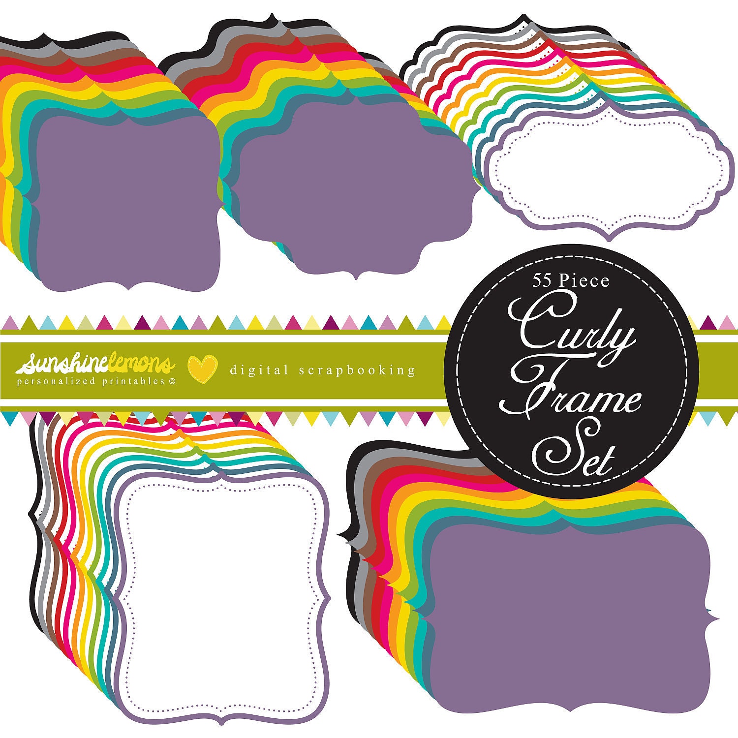 Curly Modern Digital Frames - 55 piece set