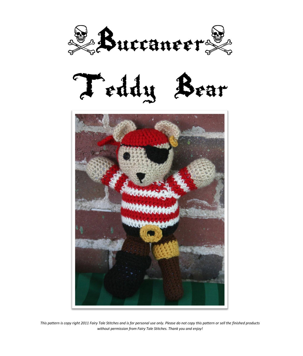 Peg Leg Pirate Bear - Amigurumi Crochet Pattern