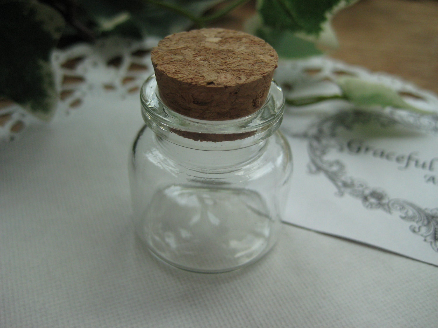 4 pieces Mini Bottle with Cork Cover - 30(D)x30(H)mm - Item Code. 303017 - Suitable for storage of perfume, Pharmacy, Poison, Medicine etc