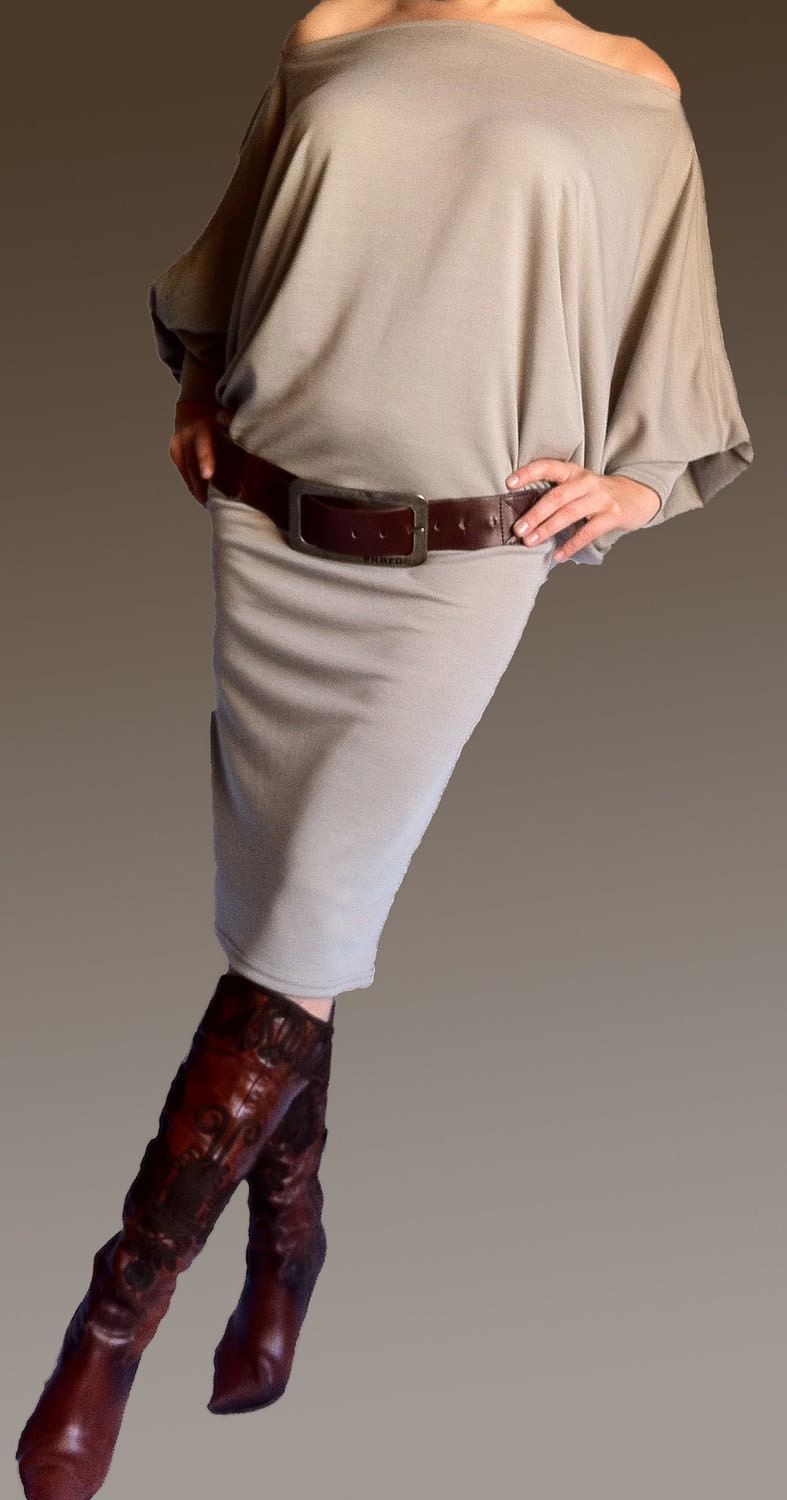 Wide Neckline Dress/Tunic made from Soft Cotton Elastane
